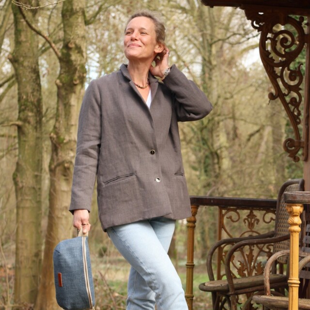 Quintessence - Veste Fanny en lin gris anthracite