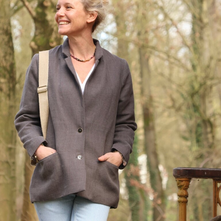 Quintessence - Veste Fanny en lin gris anthracite