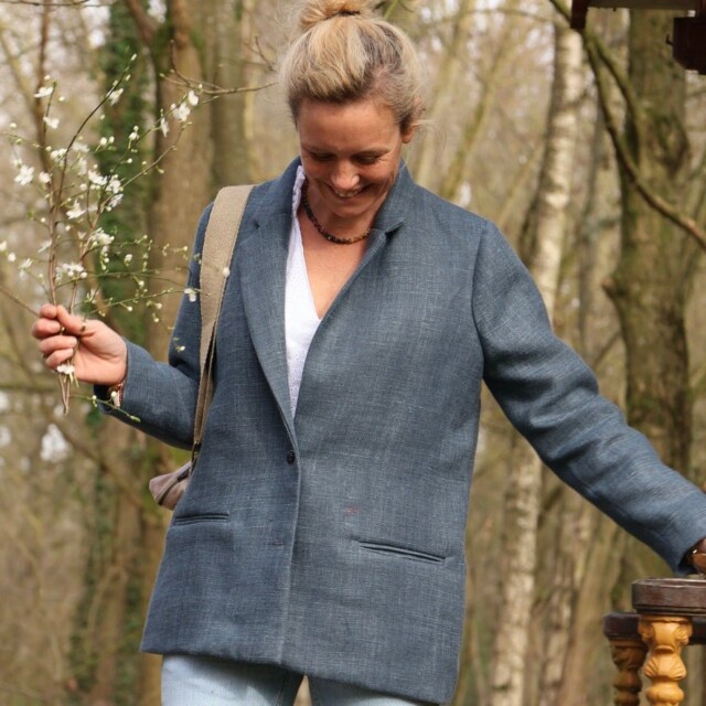 Quintessence - Veste Fanny en lin indigo lavé