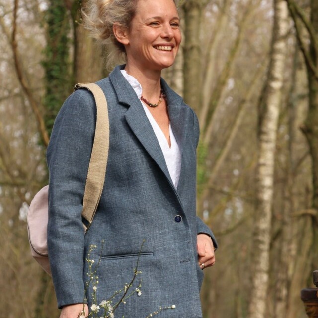 Quintessence - Veste Fanny en lin indigo lavé