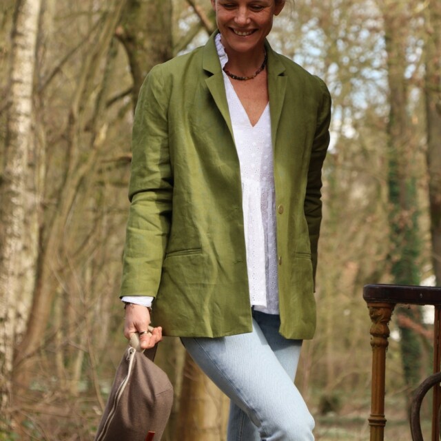 Quintessence - Veste Fanny en lin vert Granny Smith