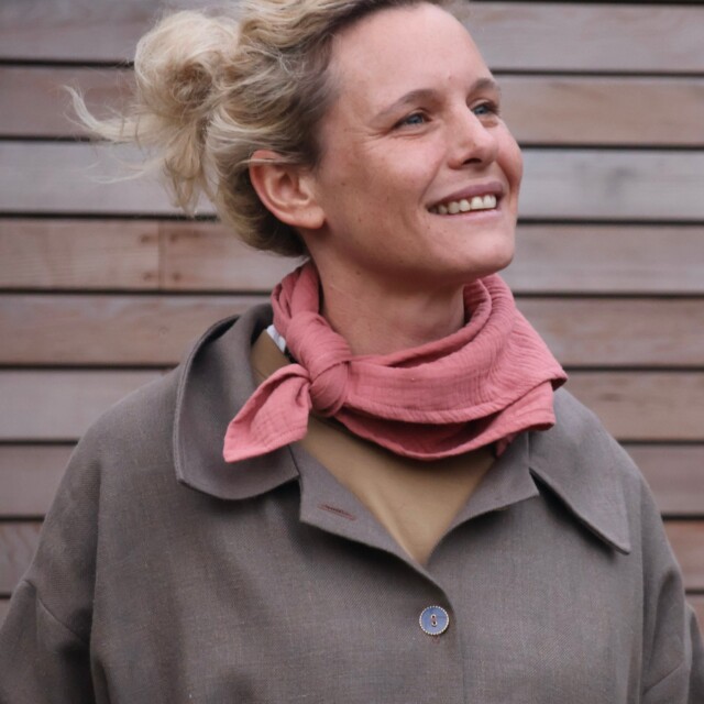 Quintessence - Veste Kaï en lin chocolat