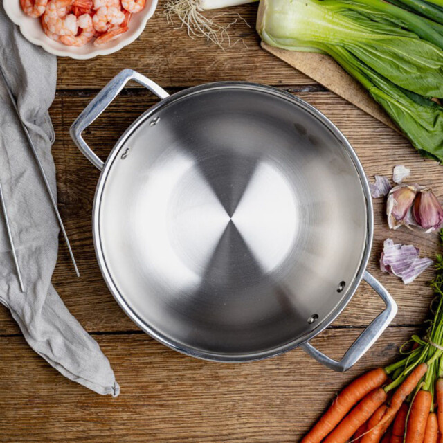 CRISTEL - Wok CRISTEL Castel Pro en inox 2 anses sans couvercle - 5 tailles