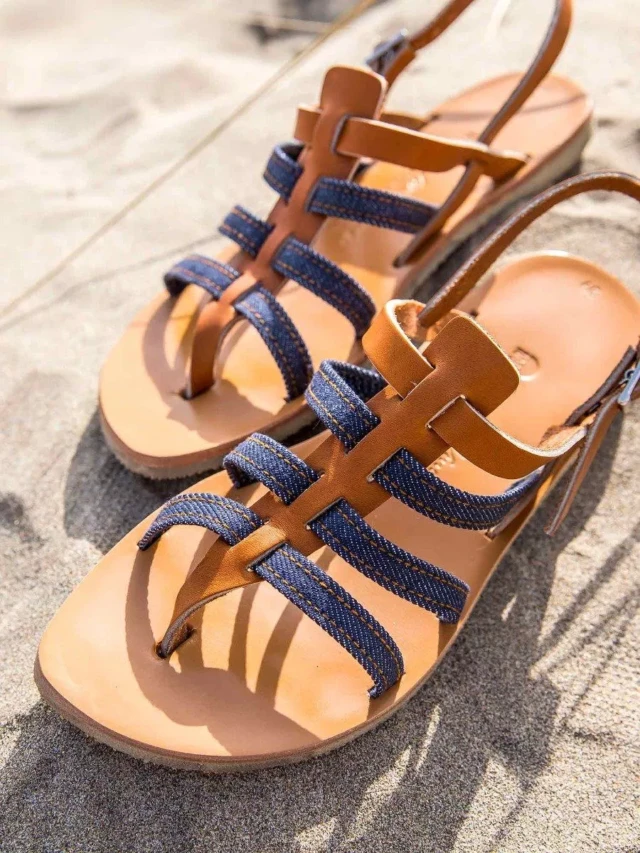 1083 - SANDALE TROPEZIENNE 925 coton bio cuir camel Femme