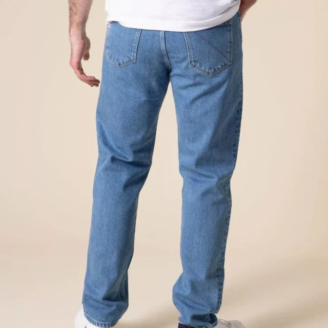 1083 - JEANS DROIT 101N DELAVE coton bio superdenim indigo clair Homme