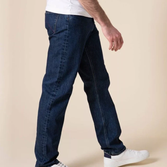 1083 - JEANS DROIT 101N DELAVE coton bio superdenim indigo ocean Homme