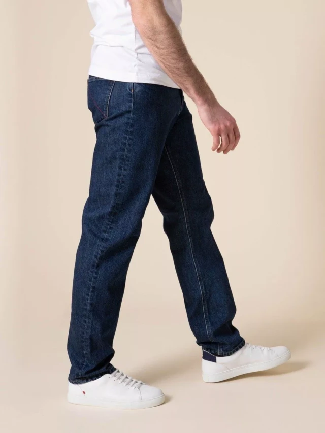 1083 - JEANS DROIT 101N DELAVE coton bio superdenim indigo ocean Homme