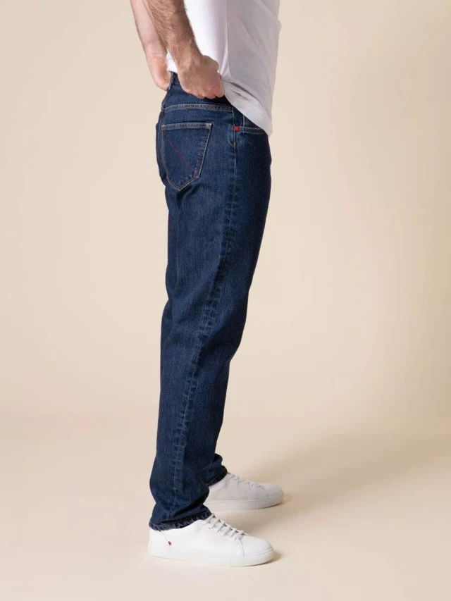 1083 - JEANS DROIT 101N DELAVE coton bio superdenim indigo ocean Homme