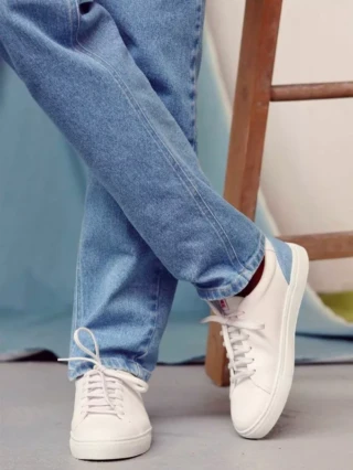 SNEAKERS 912 cuir blanc délavé clair Unisexe par la marque 1083 1083 - SNEAKERS 912 cuir blanc délavé clair Unisexe
