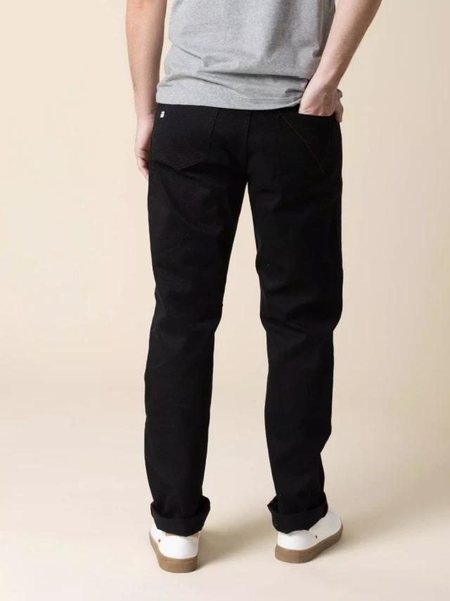 1083 - JEANS DROIT 101N coton bio superdenim noir Homme