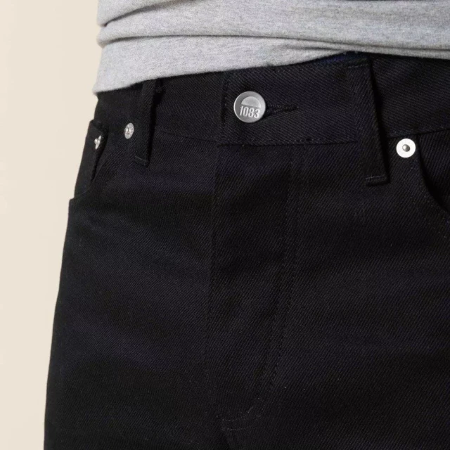 1083 - JEANS DROIT 101N coton bio superdenim noir Homme