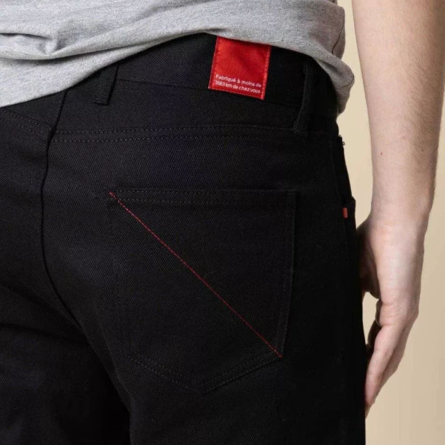 1083 - JEANS DROIT 101N coton bio superdenim noir Homme