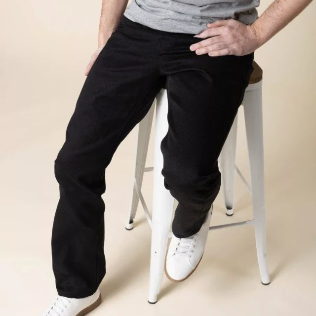 1083 - JEANS DROIT 101N coton bio superdenim noir Homme