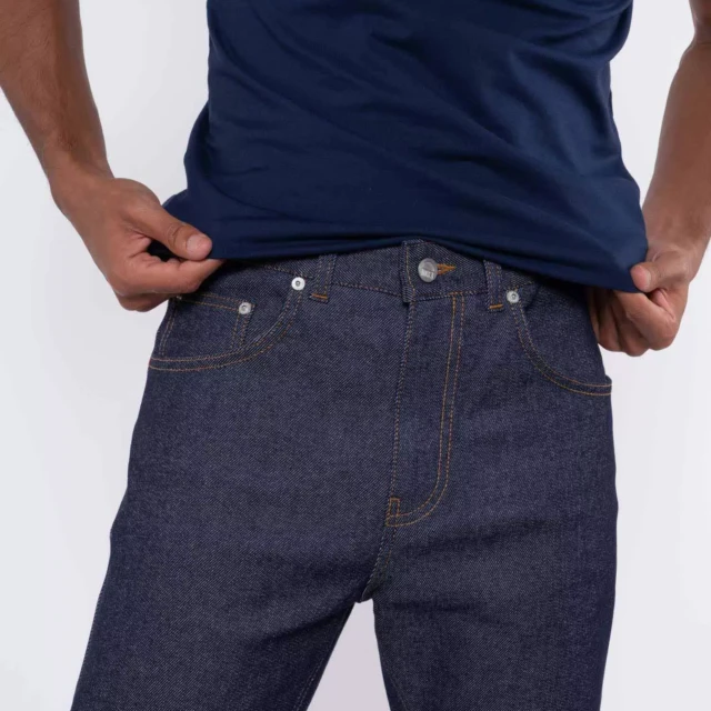 1083 - JEANS DROIT 101N flex coton bio superdenim flex indigo brut Homme