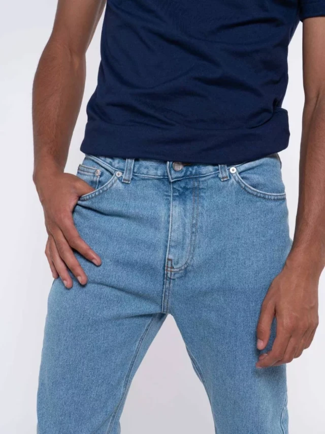 1083 - JEANS AJUSTE 103N DELAVE coton bio superdenimflex indigo clair Homme