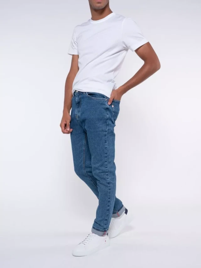1083 - JEANS AJUSTE 103N DELAVE coton bio superdenim flex indigo ocean Homme
