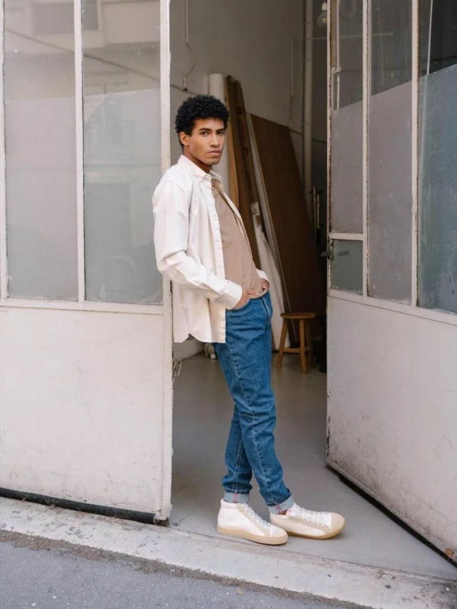 1083 - SNEAKERS MONTANTES 954 coton bio ecru beige Unisexe