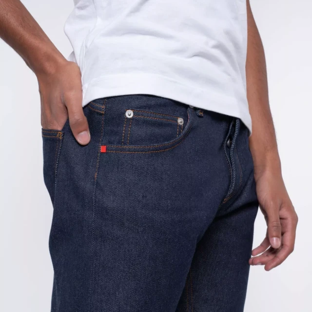 1083 - JEANS SELVEDGE AJUSTE 103N coton bio indigo brut Homme