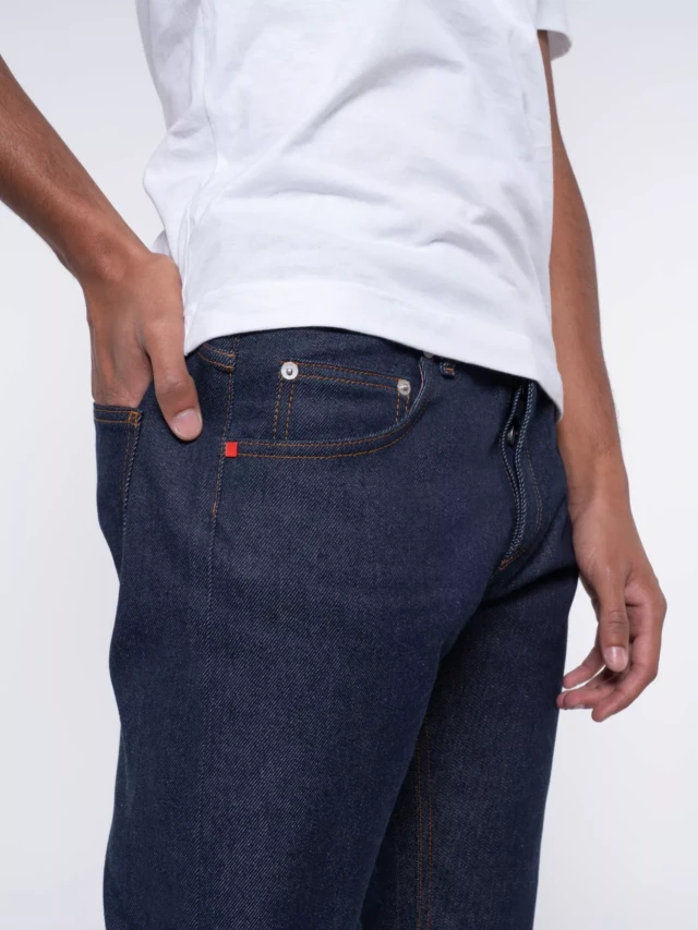 1083 - JEANS SELVEDGE AJUSTE 103N coton bio indigo brut Homme