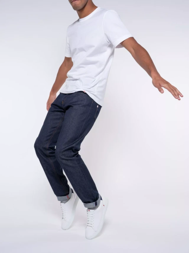 1083 - JEANS SELVEDGE AJUSTE 103N coton bio indigo brut Homme