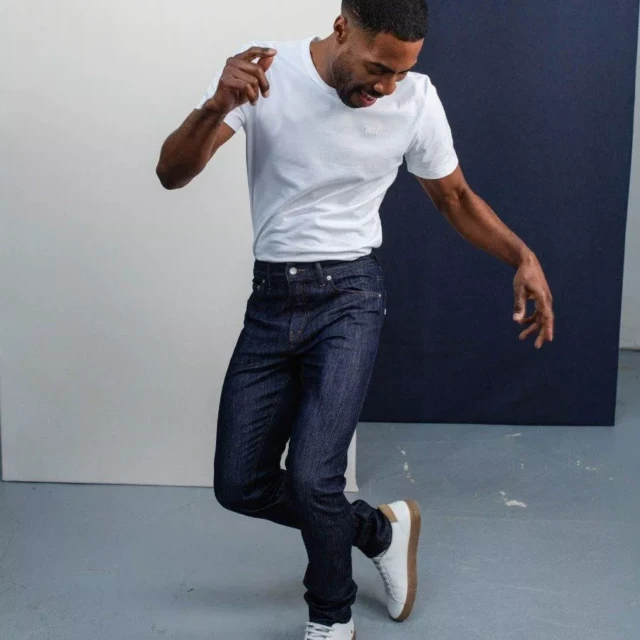 1083 - JEANS SLIM 104N FUSELE indigo brut coton bio filidenim flex Homme