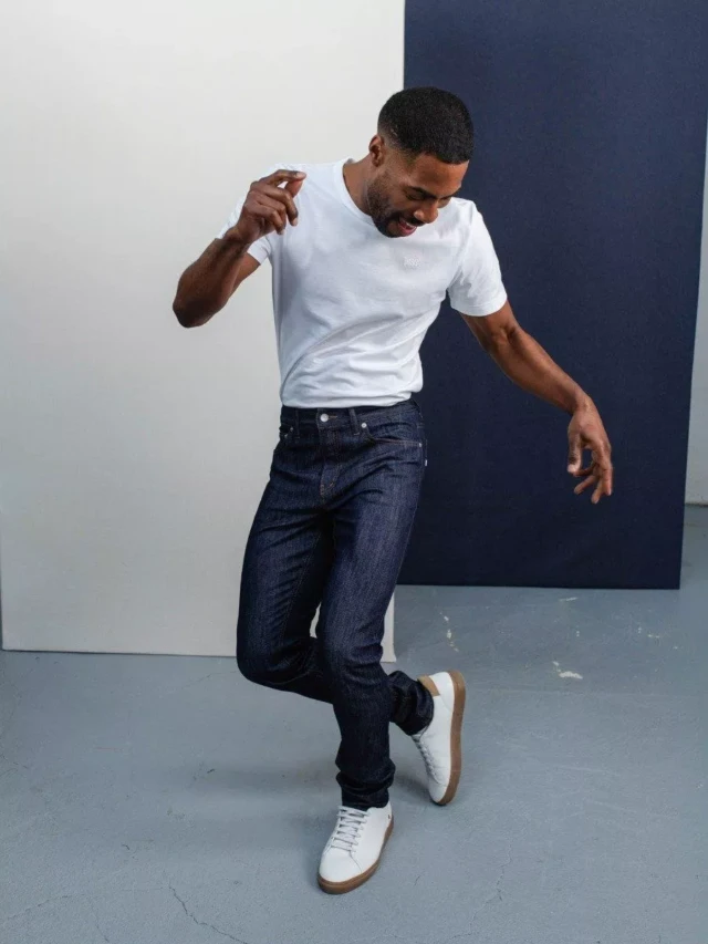 1083 - JEANS SLIM 104N FUSELE indigo brut coton bio filidenim flex Homme