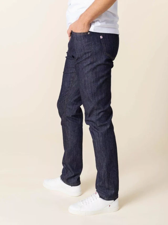 1083 - JEANS SLIM 104N FUSELE indigo brut coton bio filidenim flex Homme