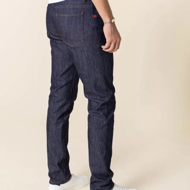 1083 - JEANS SLIM 104N FUSELE indigo brut coton bio filidenim flex Homme