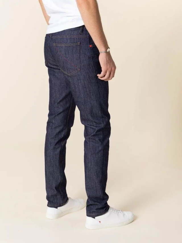 1083 - JEANS SLIM 104N FUSELE indigo brut coton bio filidenim flex Homme