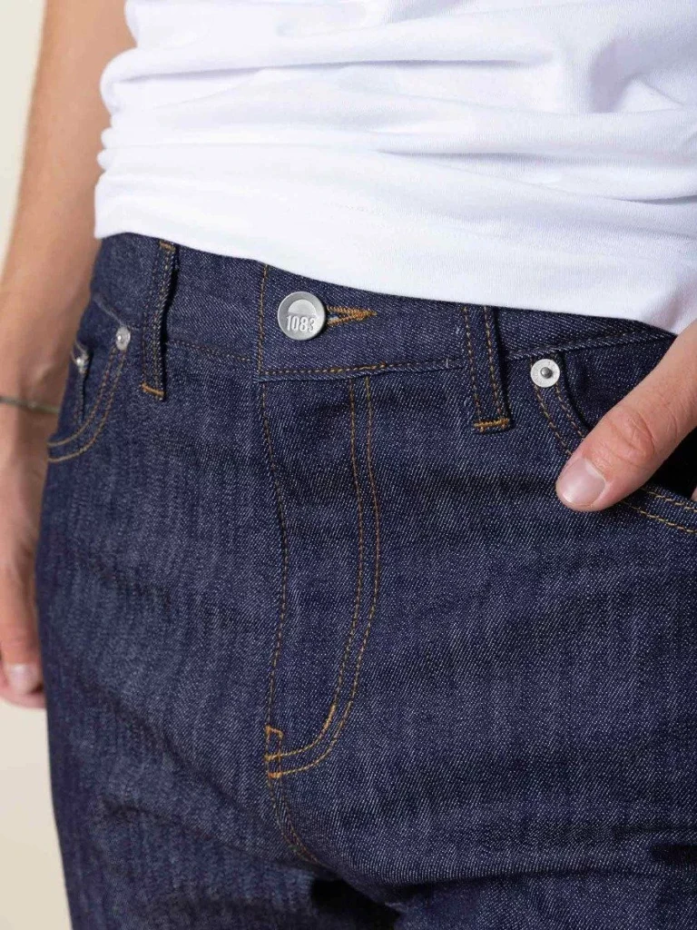 1083 - JEANS SLIM 104N FUSELE indigo brut coton bio filidenim flex Homme