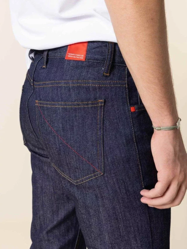 1083 - JEANS SLIM 104N FUSELE indigo brut coton bio filidenim flex Homme