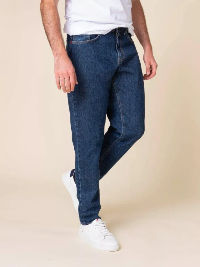 1083 - JEANS AJUSTE 105N ATHLETIQUE DELAVE coton bio superdenim flex indigo ocean