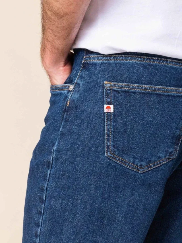 1083 - JEANS AJUSTE 105N ATHLETIQUE DELAVE coton bio superdenim flex indigo ocean