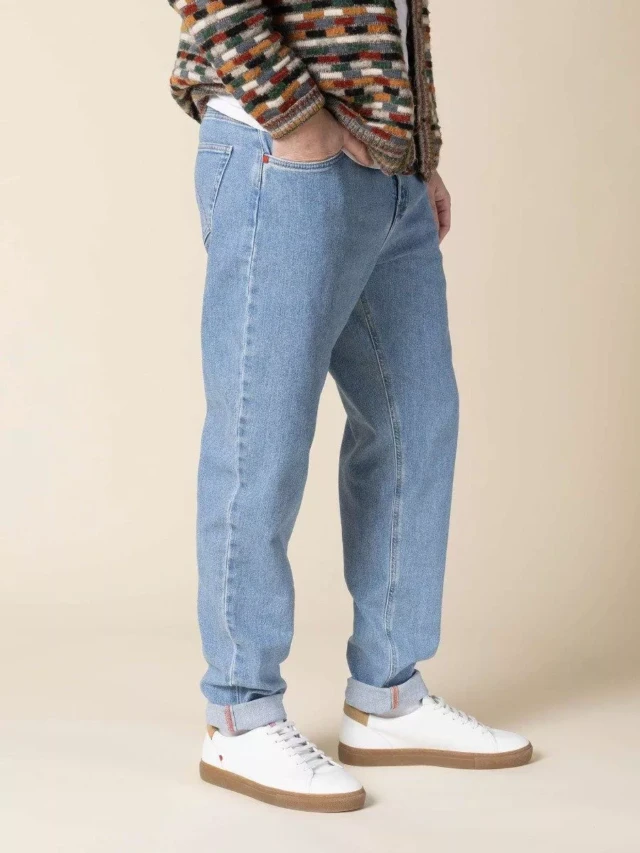 1083 - JEANS AJUSTE 105N ATHLETIQUE DELAVE coton bio superdenim flex indigo clair