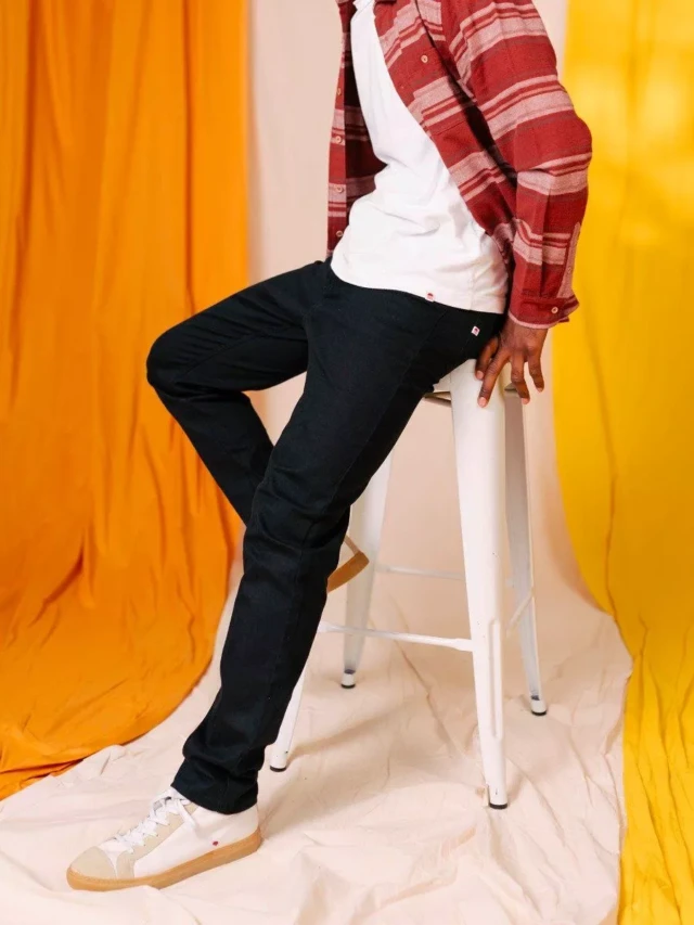 1083 - JEANS AJUSTE ATHLETIQUE 105N coton bio filidenim flex uni noir Homme