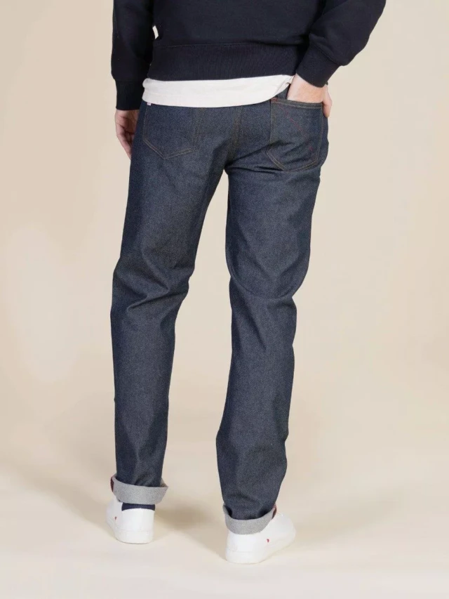 1083 - JEANS AJUSTE ATHLETIQUE 105N coton bio filidenim flex bleu Homme