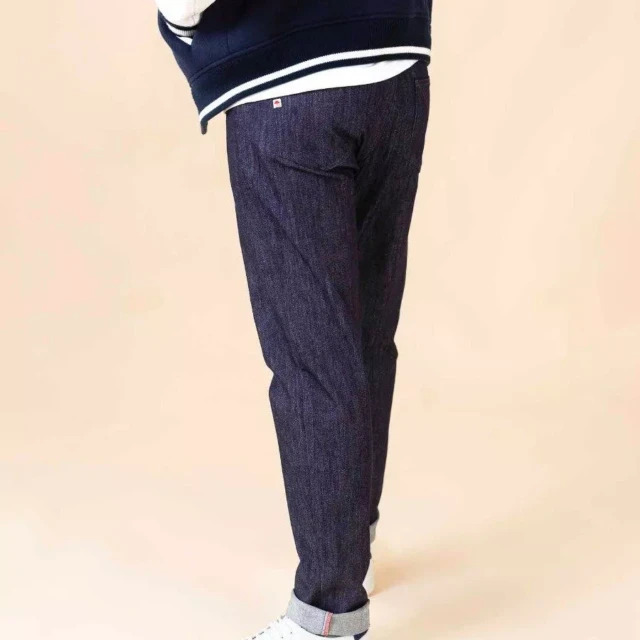1083 - JEANS AJUSTE 105N ATHLETIQUE coton bio filidenim flex indigo brut Homme