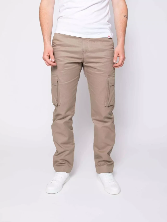 1083 - CARGO DROIT 111N coton bio superdenim uni beige Homme