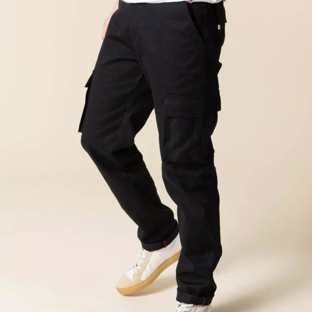 1083 - CARGO DROIT 111N coton bio superdenim uni noir Homme