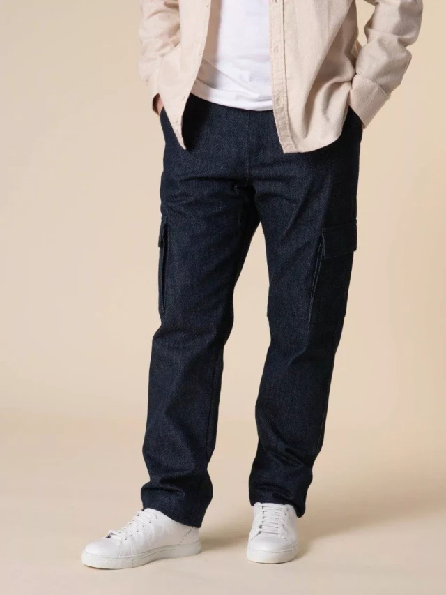 1083 - CARGO JEANS DROIT 111N superdenim bleu