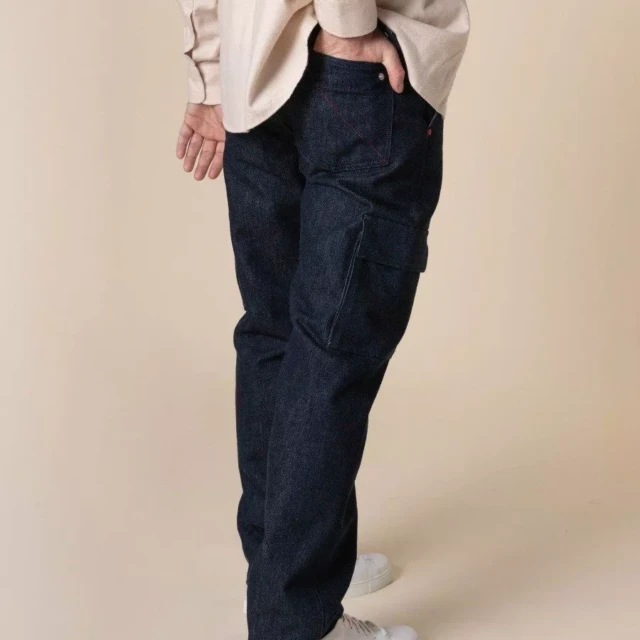 1083 - CARGO JEANS DROIT 111N superdenim bleu