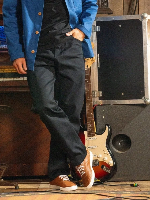 1083 - JEANS TAILLE HAUTE LARGE 115N NOIR coton bio superdenim noir