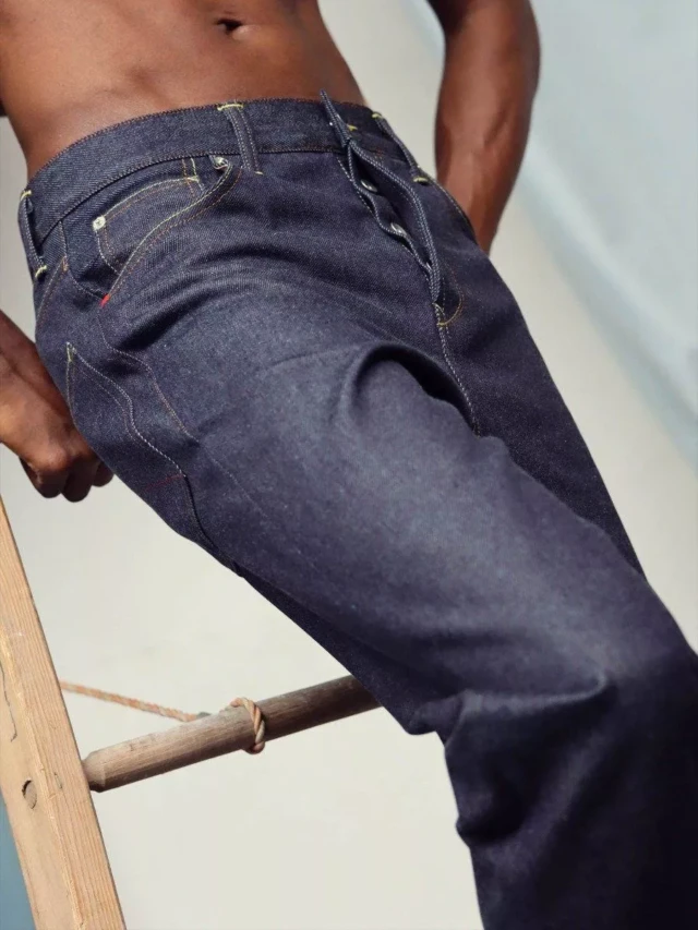 1083 - JEANS LARGE 115N INTEMPOREL coton bio superdenim indigo brut