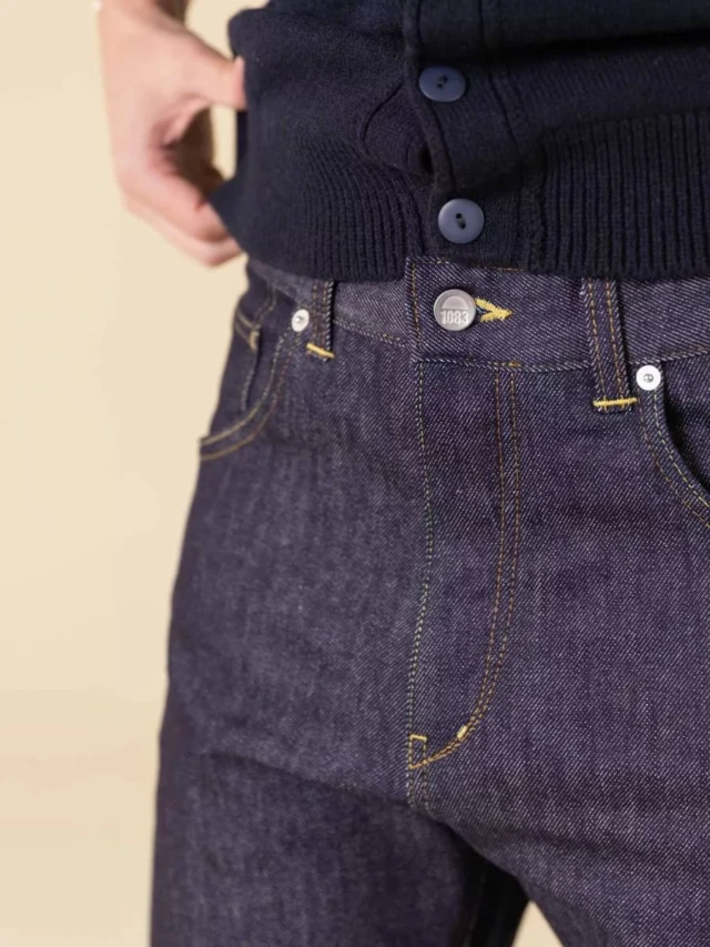 1083 - JEANS TAPERED 116N CONIQUE coton bio superdenimflex carde indigo brut