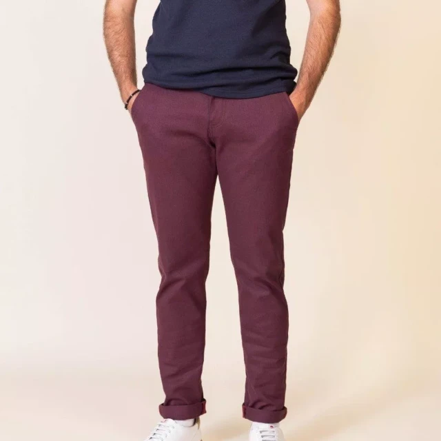 1083 - CHINO AJUSTE 163N coton bio filidenim flex uni prune Homme