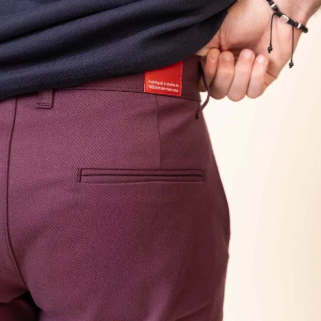 1083 - CHINO AJUSTE 163N coton bio filidenim flex uni prune Homme