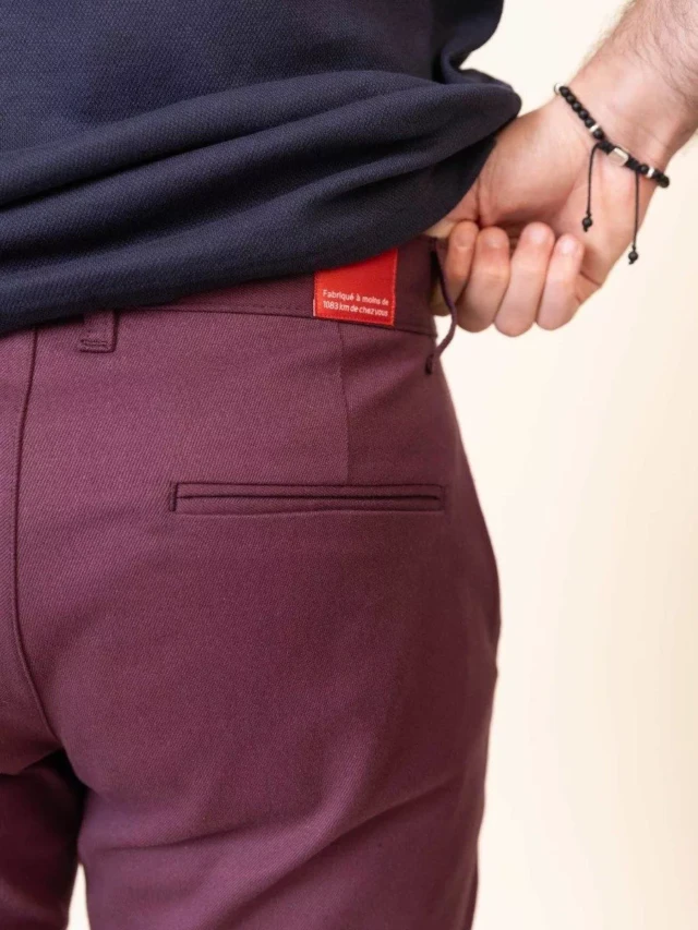 1083 - CHINO AJUSTE 163N coton bio filidenim flex uni prune Homme