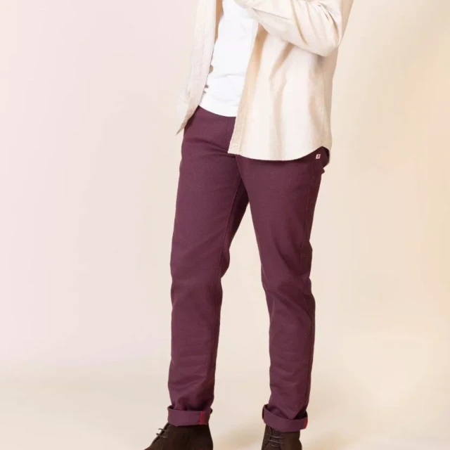 1083 - CHINO AJUSTE 163N coton bio filidenim flex uni prune Homme