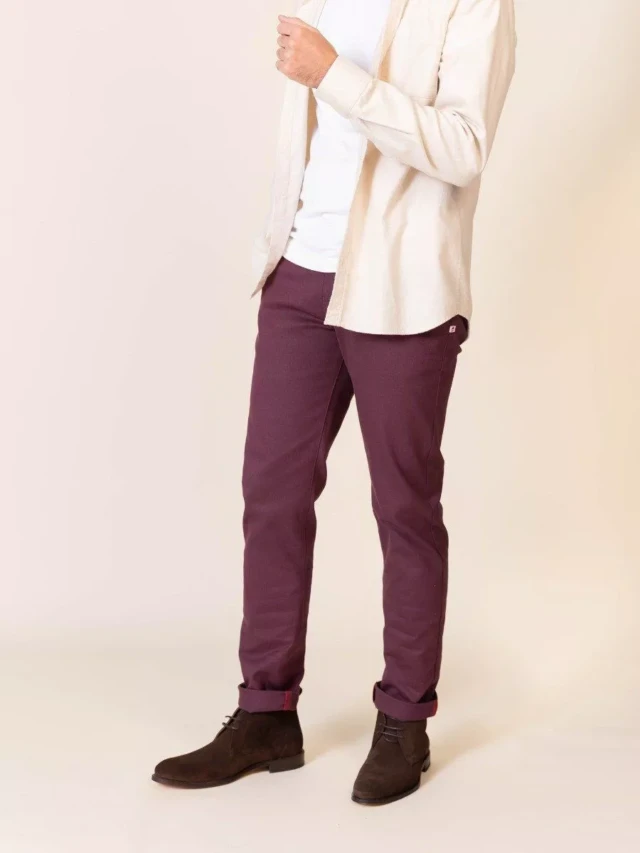 1083 - CHINO AJUSTE 163N coton bio filidenim flex uni prune Homme