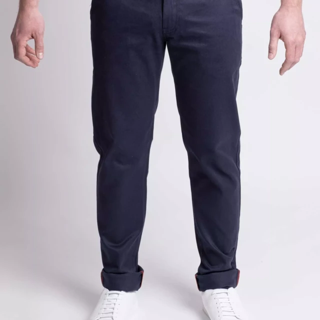 1083 - CHINO AJUSTE 163N coton bio filidenim flex uni bleu marine Homme